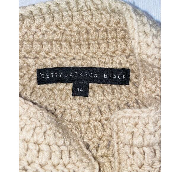 Betty Jackson Black Wool Blend Cardigan - Women's Size 14 - 3/4 Bell Sleeves - Picture 4 of 8